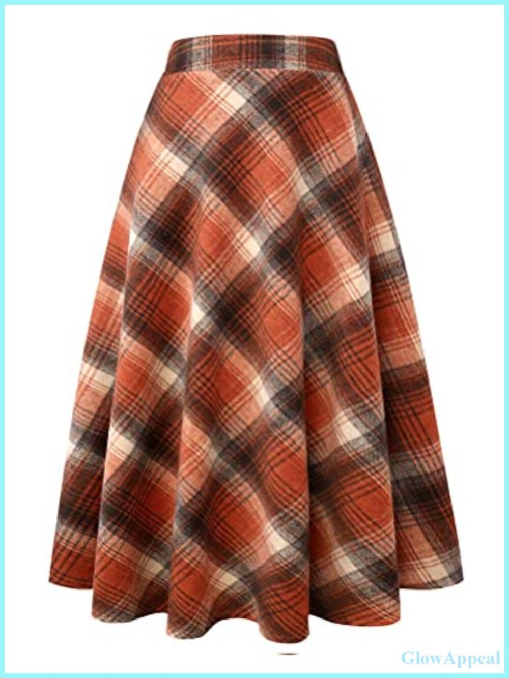 Wool Blend Plaid High Waist A-Line Maxi Skirt Winter Fall Warm